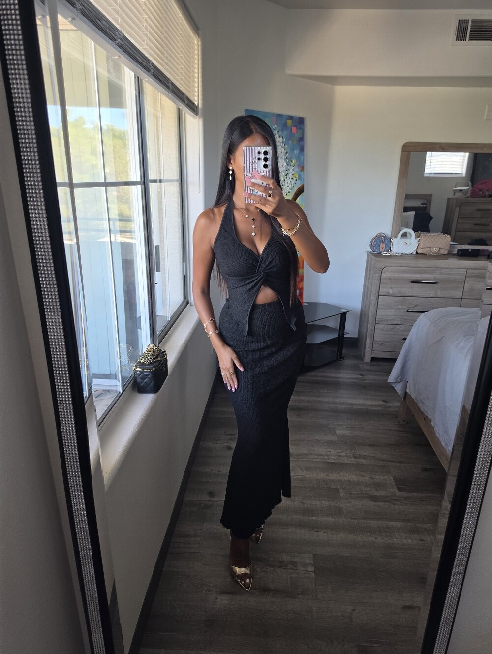 Chic Black Halter Cutout Maxi Dress - Picture 13 of 16